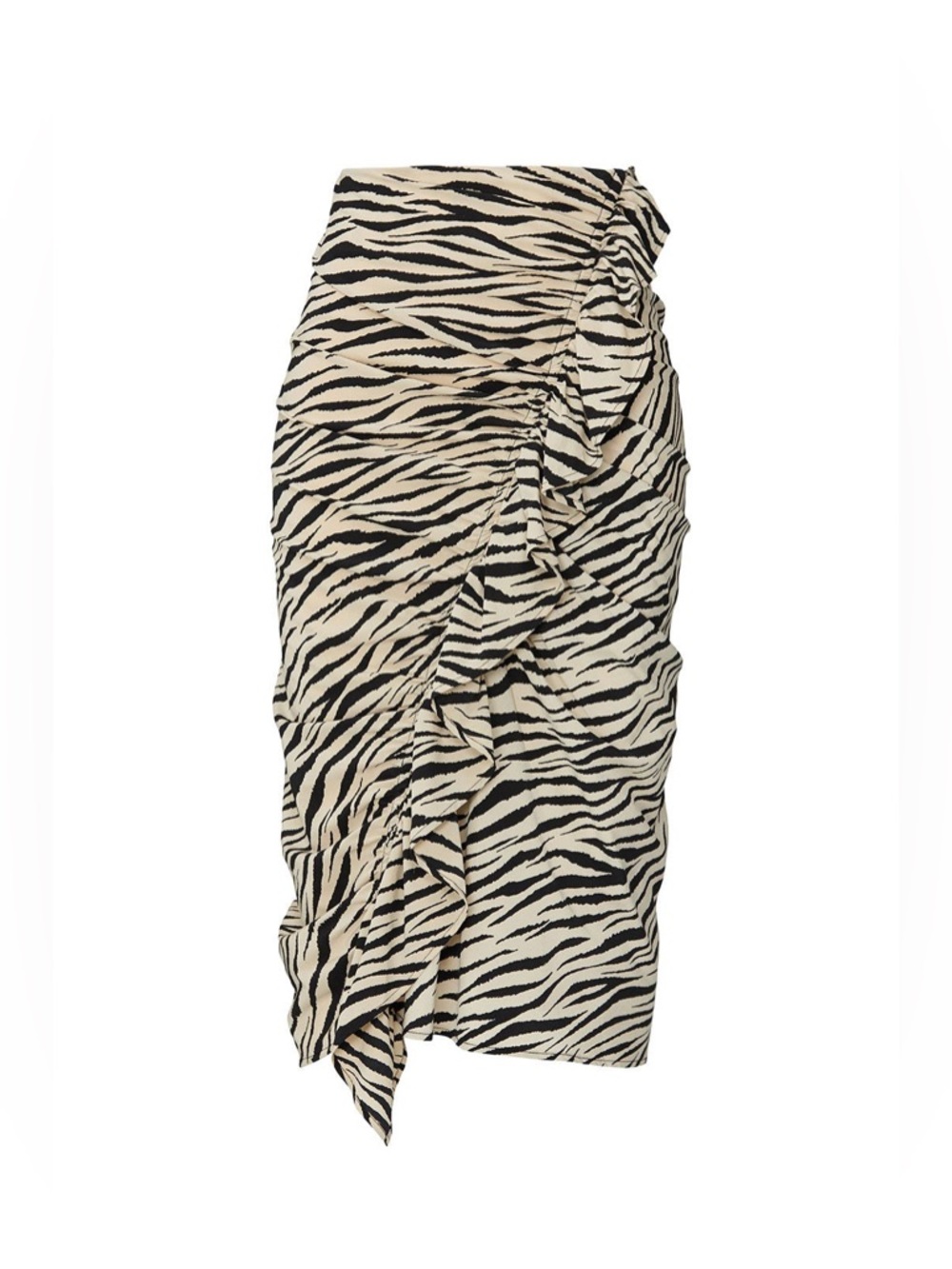 A.L.C. Metz Print Ruffle Midi Skirt - Black & Cream